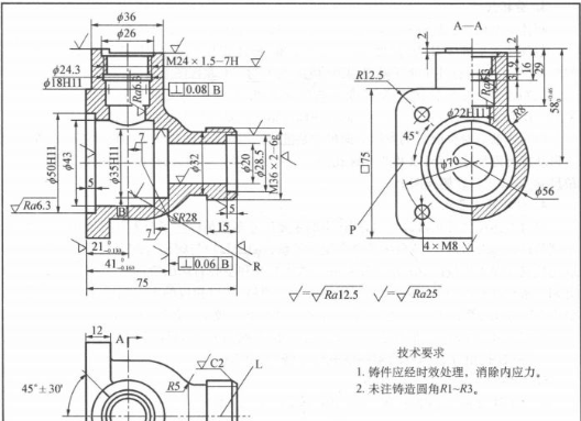 想象閥體零件的立體圖，如圖所示。